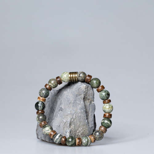 Grünes Zebra Jaspis Armband matt 10 mm