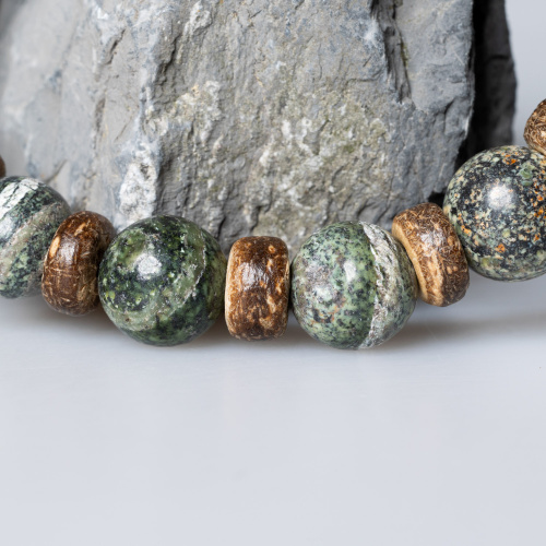 Grünes Zebra Jaspis Armband matt 10 mm