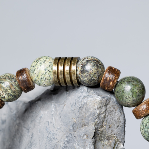 Grünes Zebra Jaspis Armband matt 10 mm