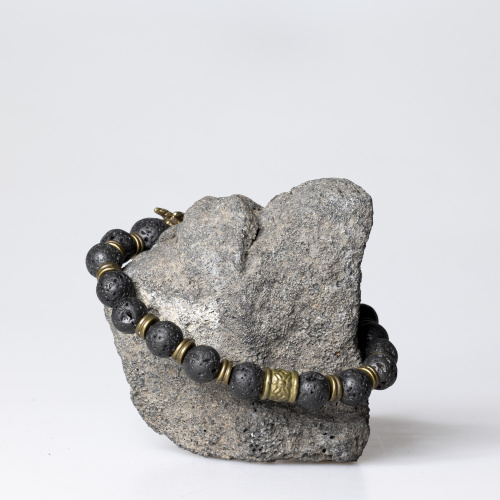 Lavastein Armband mit Drachenköpfen 8 mm matt